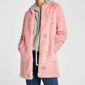 Zara pink faux fur coat